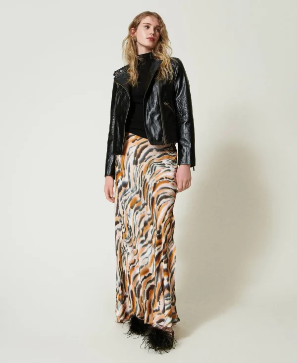 blouson_perfecto_effet_cu_9.webp Blousons Et Doudounes*TWINSET Milano Blouson Perfecto Effet Cuir Avec Fermeture éclair Noir