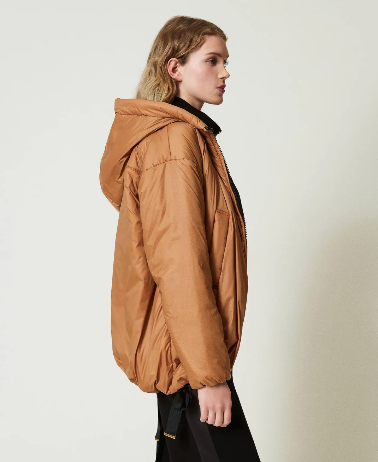blouson_rembourr_rversibl_0.webp Blousons Et Doudounes*TWINSET Milano Blouson Rembourré Réversible Bicolore Caramel Camel/Noir