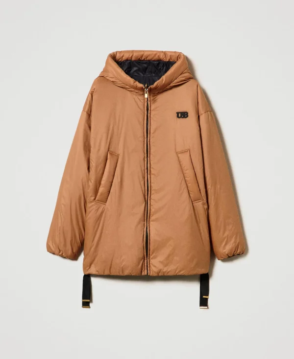 blouson_rembourr_rversibl_1.webp Blousons Et Doudounes*TWINSET Milano Blouson Rembourré Réversible Bicolore Caramel Camel/Noir
