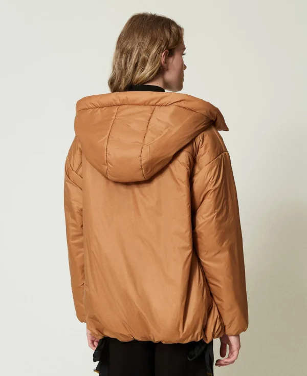 blouson_rembourr_rversibl_3.webp Blousons Et Doudounes*TWINSET Milano Blouson Rembourré Réversible Bicolore Caramel Camel/Noir