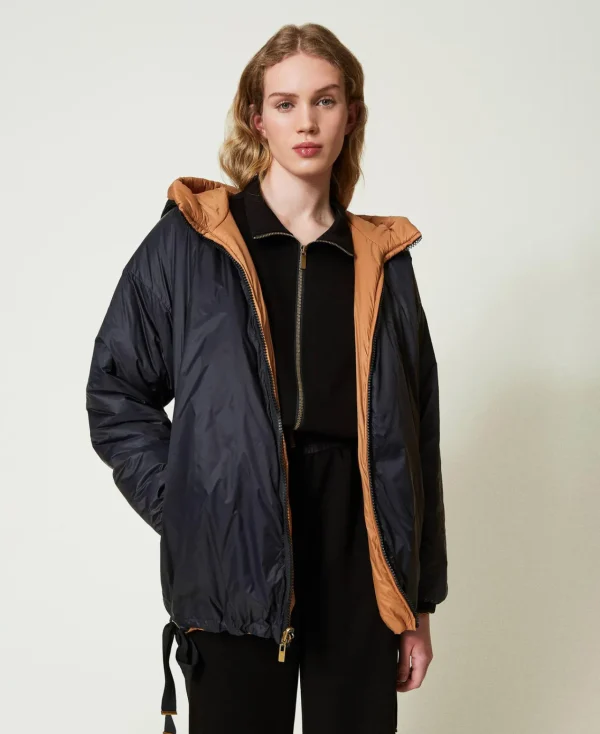 blouson_rembourr_rversibl_5.webp Blousons Et Doudounes*TWINSET Milano Blouson Rembourré Réversible Bicolore Caramel Camel/Noir