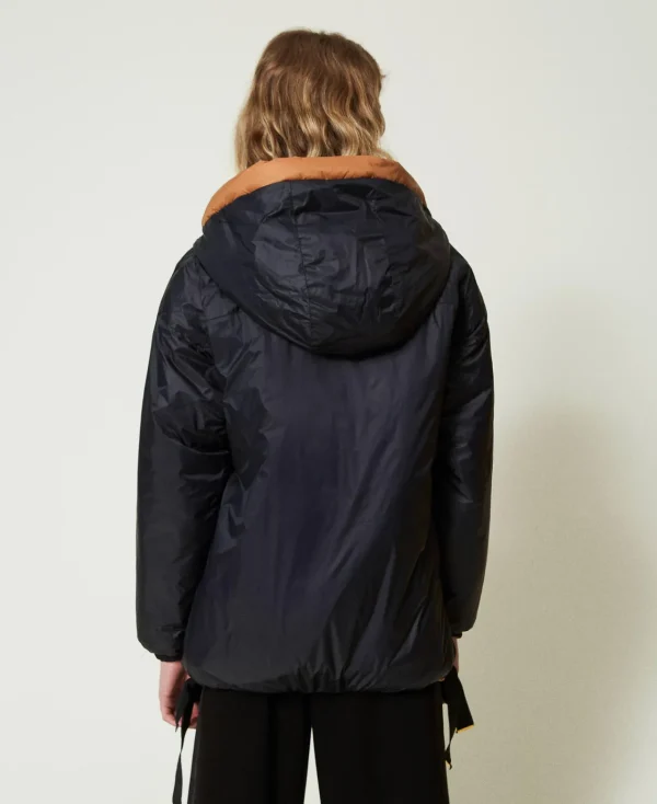 blouson_rembourr_rversibl_6.webp Blousons Et Doudounes*TWINSET Milano Blouson Rembourré Réversible Bicolore Caramel Camel/Noir