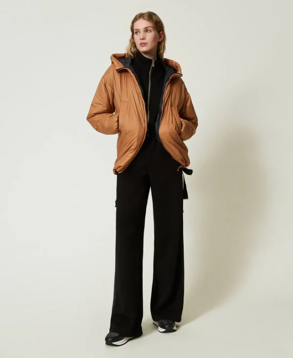 blouson_rembourr_rversibl_7.webp Blousons Et Doudounes*TWINSET Milano Blouson Rembourré Réversible Bicolore Caramel Camel/Noir