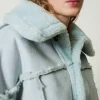 blouson_rversible_avec_fa_4.webp Blousons Et Doudounes*TWINSET Milano Blouson Réversible Avec Fausse Fourrure Vert Agave