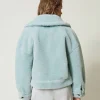 blouson_rversible_avec_fa_6.webp Blousons Et Doudounes*TWINSET Milano Blouson Réversible Avec Fausse Fourrure Vert Agave