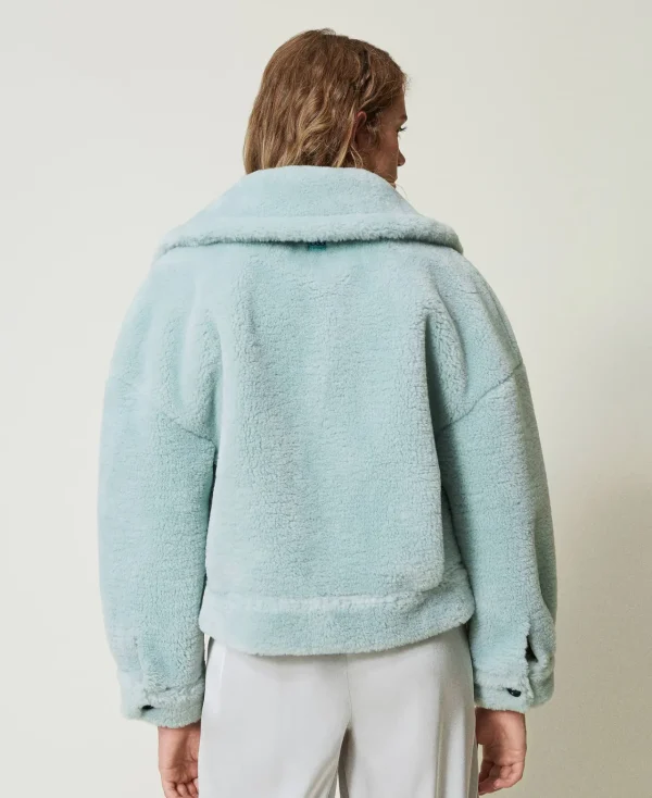 blouson_rversible_avec_fa_6.webp Blousons Et Doudounes*TWINSET Milano Blouson Réversible Avec Fausse Fourrure Vert Agave