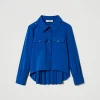 blouson_surchemise_en_fla_1.webp Blousons Et Manteaux | Blouses Et Chemises*TWINSET Milano Blouson Surchemise En Flanelle Bleu « Surf »