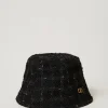 Chapeaux*TWINSET Milano Bob En Tissu Bouclé Avec Oval T Bouclé Noir/Or