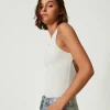 T-Shirts Et Tops*TWINSET Milano Body MYFO Côtelé Avec Logo Blanc Neige