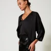 bolro_en_satin_2.webp Blousons Et Doudounes | Blazers*TWINSET Milano Boléro En Satin Noir