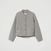 bomber_en_drap_double_ave_1.webp Blousons Et Doudounes*TWINSET Milano Bomber En Drap Double Avec Sequins Double Rayure Gris Chiné