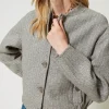 bomber_en_drap_double_ave_5.webp Blousons Et Doudounes*TWINSET Milano Bomber En Drap Double Avec Sequins Double Rayure Gris Chiné