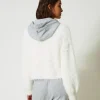 bomber_myfo_en_maille_ave_4.webp Blousons Et Doudounes*TWINSET Milano Bomber MYFO En Maille Avec Capuche Blanc Neige