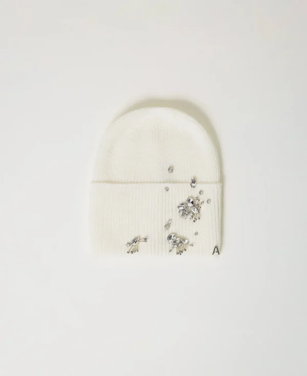 bonnet_en_maille_avec_bro_0.webp Chapeaux*TWINSET Milano Bonnet En Maille Avec Broderies Crème White