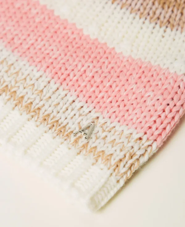 Chapeaux*TWINSET Milano Bonnet En Maille Jacquard Multicolore Rose « Crystal Pink »/Marron « Cinnamon »/Blanc