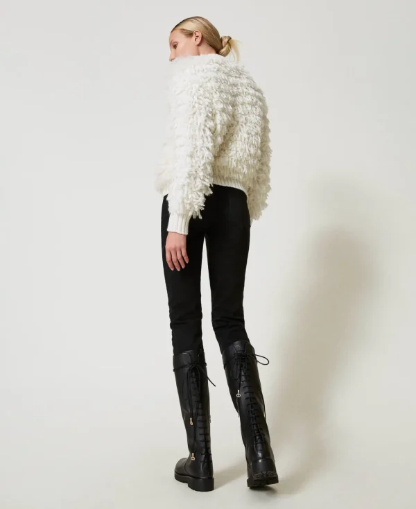 bottes__lacets_en_cuir_1.webp Chaussures Plates | Bottes Et Bottines*TWINSET Milano Bottes à Lacets En Cuir Noir