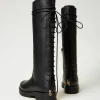 bottes__lacets_en_cuir_3.webp Chaussures Plates | Bottes Et Bottines*TWINSET Milano Bottes à Lacets En Cuir Noir