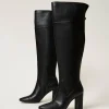 bottes__talons_montantes_2.webp Chaussures À Talons | Bottes Et Bottines*TWINSET Milano Bottes à Talons Montantes Noir