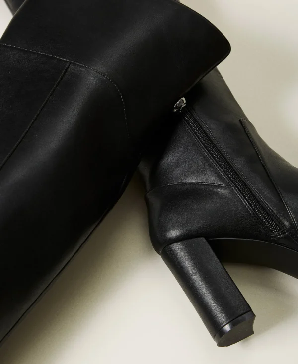 bottes__talons_montantes_3.webp Chaussures À Talons | Bottes Et Bottines*TWINSET Milano Bottes à Talons Montantes Noir