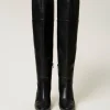 bottes__talons_montantes_4.webp Chaussures À Talons | Bottes Et Bottines*TWINSET Milano Bottes à Talons Montantes Noir