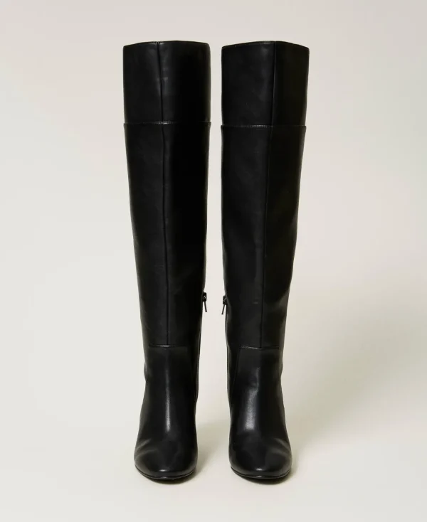 bottes__talons_montantes_4.webp Chaussures À Talons | Bottes Et Bottines*TWINSET Milano Bottes à Talons Montantes Noir