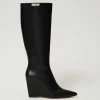 Chaussures À Talons | Bottes Et Bottines*TWINSET Milano Bottes Montantes Avec Semelle Compensée Et étiquette Siglée Noir