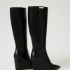 Chaussures À Talons | Bottes Et Bottines*TWINSET Milano Bottes Montantes Avec Semelle Compensée Et étiquette Siglée Noir