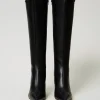 Chaussures À Talons | Bottes Et Bottines*TWINSET Milano Bottes Montantes Avec Semelle Compensée Et étiquette Siglée Noir