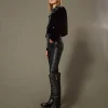 Chaussures Plates | Bottes Et Bottines*TWINSET Milano Bottes Montantes «Darcy» En Cuir Avec Brides Noir