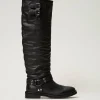 Chaussures Plates | Bottes Et Bottines*TWINSET Milano Bottes Montantes «Darcy» En Cuir Avec Brides Noir