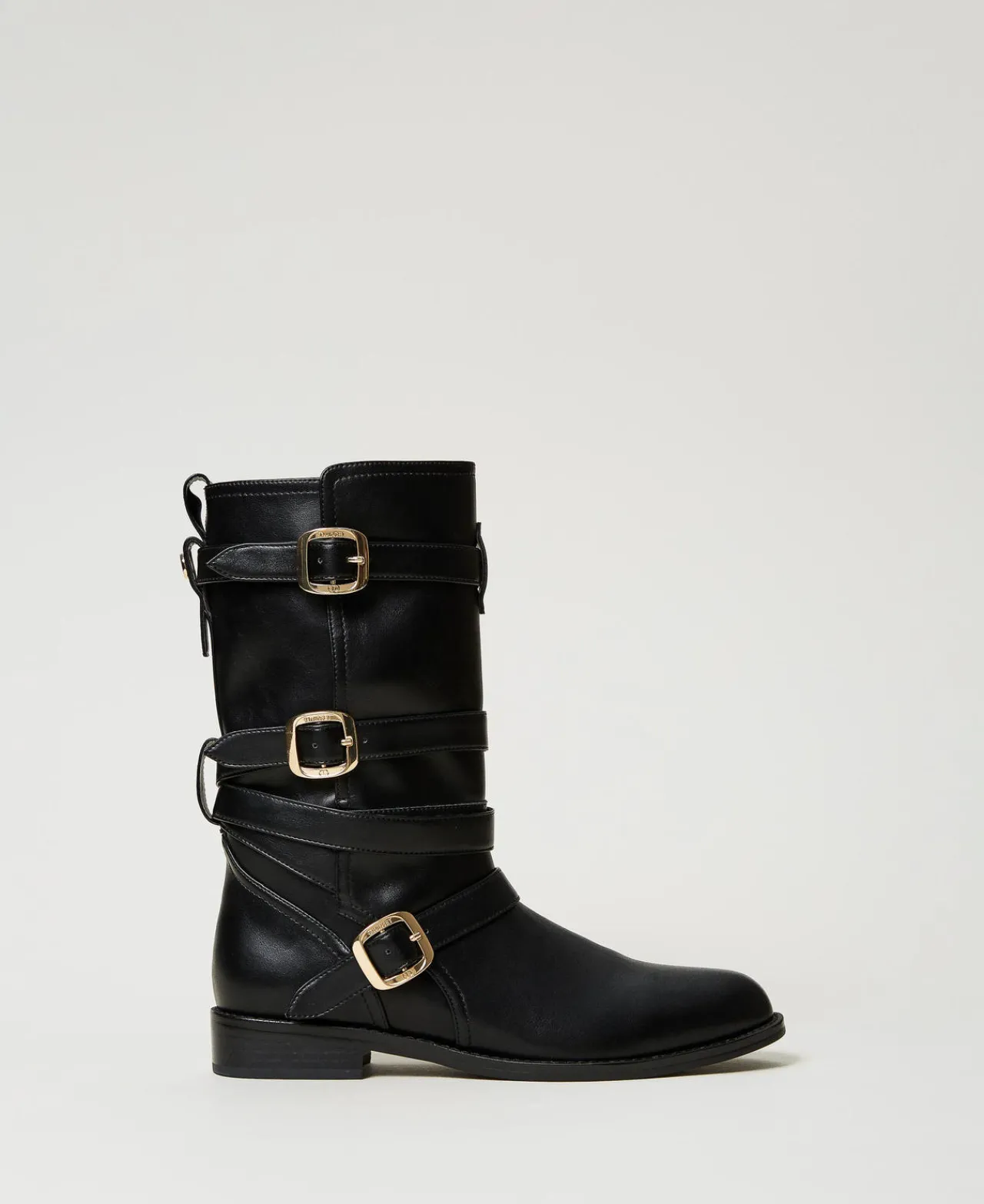 bottes_motardes_avec_brid_0.webp Chaussures Plates | Bottes Et Bottines*TWINSET Milano Bottes Motardes Avec Brides Noir
