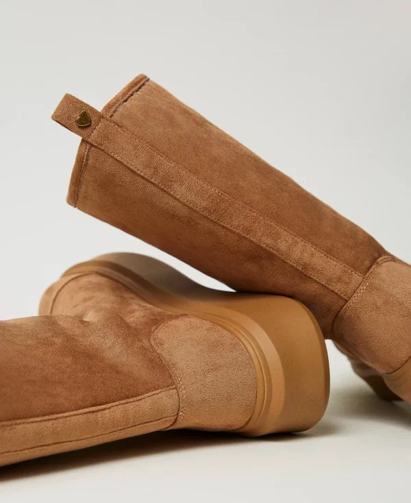 bottes_plateformes_rembou_3.webp Bottes Et Bottines | Chaussures Plates*TWINSET Milano Bottes Plateformes Rembourrées Caramel Camel
