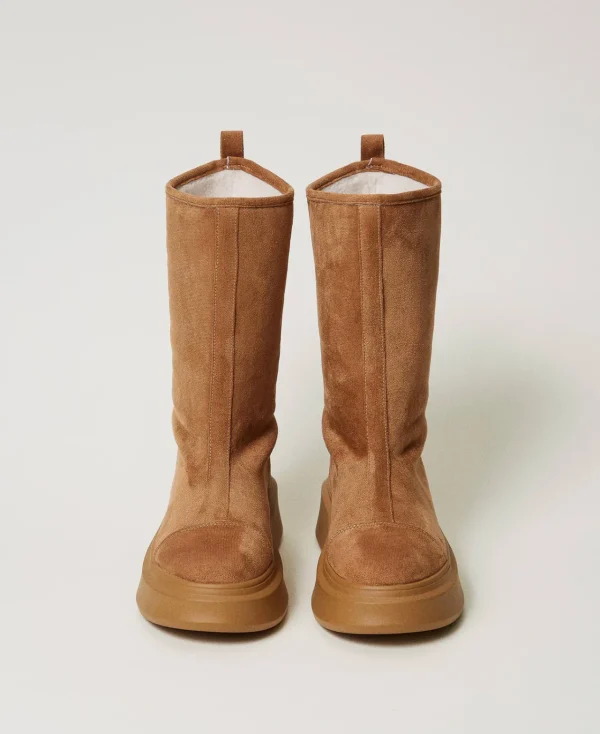 bottes_plateformes_rembou_4.webp Bottes Et Bottines | Chaussures Plates*TWINSET Milano Bottes Plateformes Rembourrées Caramel Camel