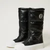 bottes_rembourres_avec_lo_2.webp Chaussures Plates | Bottes Et Bottines*TWINSET Milano Bottes Rembourrées Avec Logo Noir