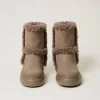 Chaussures Plates | Bottes Et Bottines*TWINSET Milano Bottines Avec Détails En Fausse Fourrure Beige Taupe