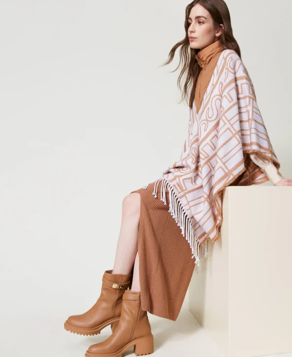 Chaussures À Talons | Bottes Et Bottines*TWINSET Milano Bottines Avec Plaquette Siglée Chocolate Malt