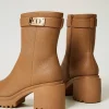 Chaussures À Talons | Bottes Et Bottines*TWINSET Milano Bottines Avec Plaquette Siglée Chocolate Malt
