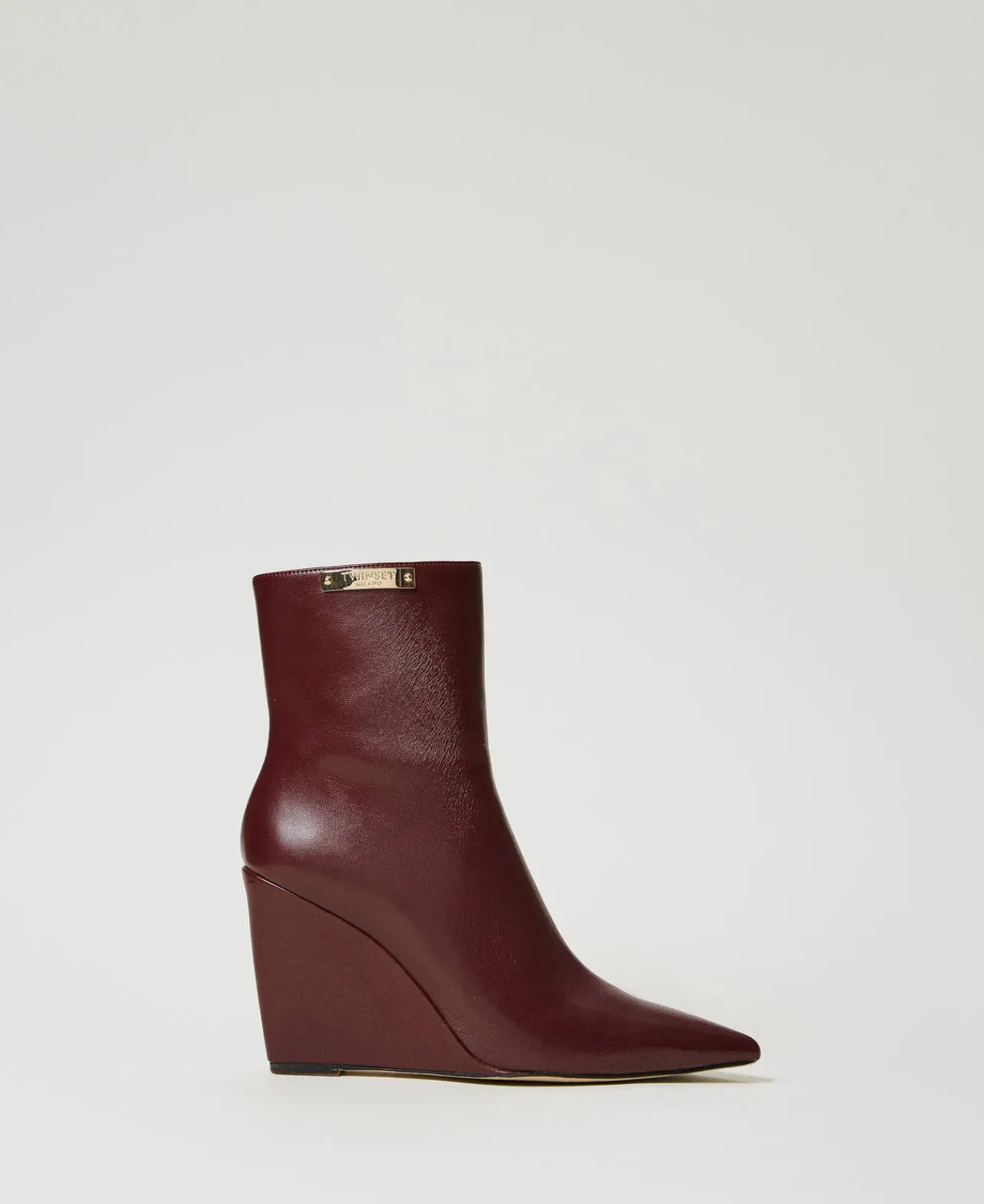 bottines_avec_semelle_com_0.webp Chaussures À Talons | Bottes Et Bottines*TWINSET Milano Bottines Avec Semelle Compensée Et étiquette Siglée Bordeaux