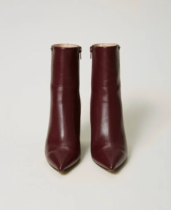 Chaussures À Talons | Bottes Et Bottines*TWINSET Milano Bottines Avec Semelle Compensée Et étiquette Siglée Bordeaux