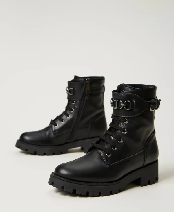bottines_motardes_en_cuir_2-1.webp Chaussures*TWINSET Milano Bottines Motardes En Cuir Avec Bride Noir