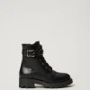 Chaussures*TWINSET Milano Bottines Motardes Enfant En Cuir Avec Bride Noir