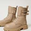 bottines_motardes_myfo_av_2.webp Bottines Motardes | Chaussures Plates*TWINSET Milano Bottines Motardes MYFO Avec Double Bride Dull Gold
