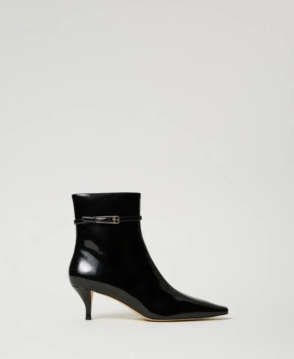 Chaussures À Talons | Bottes Et Bottines*TWINSET Milano Bottines Vernies Avec Bride Noir