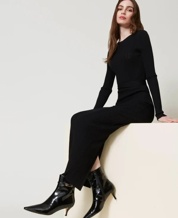 Chaussures À Talons | Bottes Et Bottines*TWINSET Milano Bottines Vernies Avec Bride Noir