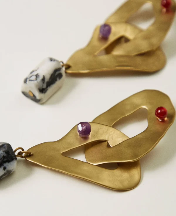 Bijoux*TWINSET Milano Boucle D’oreille En Chaîne Métallique Avec Pierres Noir