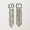 Bijoux*TWINSET Milano Boucles D’oreilles Avec Oval T Et Franges Strassées Argent Nickel Free
