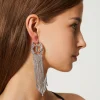 Bijoux*TWINSET Milano Boucles D’oreilles Avec Oval T Et Franges Strassées Argent Nickel Free