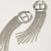Bijoux*TWINSET Milano Boucles D’oreilles Avec Oval T Et Franges Strassées Argent Nickel Free
