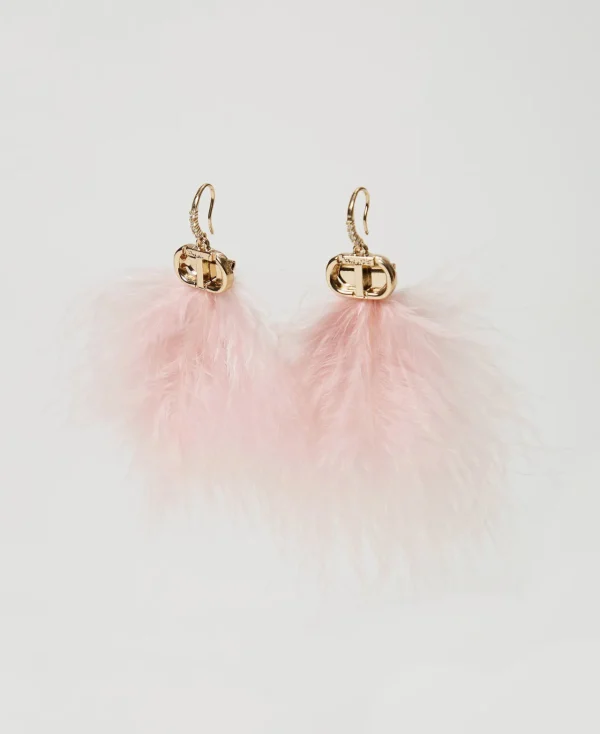 Bijoux*TWINSET Milano Boucles D’oreilles Avec Plumes Et Oval T Coral Bead