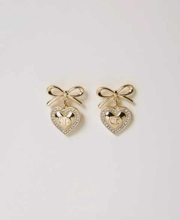Bijoux*TWINSET Milano Boucles D’oreilles En Cœur Avec Strass Et Oval T New Gold